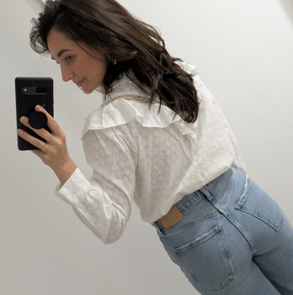 LOFT Ann Taylor Ruffle Button-Down Top - Picture 8 of 10